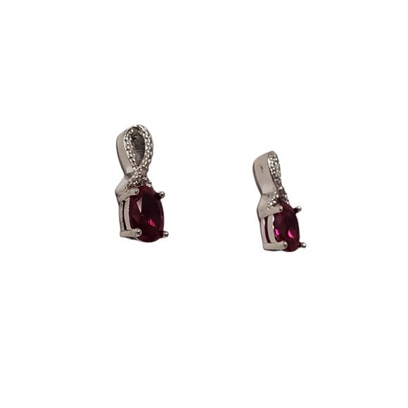 Ruby Earrings With Diamond Accent Ribbon Detail - Picture 5 of 8